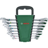 Bosch Set de clés à cliquet, 8 pièces, Clé plate Vert/Noir