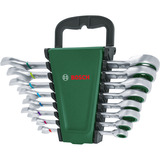 Bosch Set de clés à cliquet, 8 pièces, Clé plate Vert/Noir