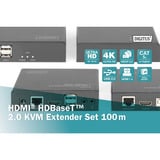 Digitus Ensemble d'extension KVM HDMI 4K HDBaseT 2.0, Extension HDMI Noir