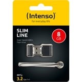 Intenso Slim Line lecteur USB flash 8 Go USB Type-A 3.2 Gen 1 (3.1 Gen 1) Noir, Clé USB Noir, 8 Go, USB Type-A, 3.2 Gen 1 (3.1 Gen 1), 100 Mo/s, Casquette, Noir