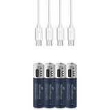 MediaRange Batterie USB-C Li-Ion, Mignon AA I 1.5V | 500 mAh, pack de 4 
