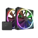 NZXT F140 RGB Twin Pack 140x140x26, Ventilateur de boîtier Noir, Jeu de 2 avec RGB et contrôleur de ventilateur.