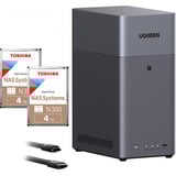UGREEN Pack DH2300 avec 2x Toshiba N300 4 TB (MN10ADA400ES), NAS Noir