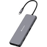 Verbatim CMH-13 USB Type-C 10000 Mbit/s Argent, Station d'accueil Gris, USB Type-C, 3ˌ5mm, DisplayPort, HDMI, RJ-45, USB 2.0, USB 3.2 Gen 1 (3.1 Gen 1) Type-A, USB 3.2 Gen 2 (3.1..., 10000 Mbit/s, 30 Hz, Argent, Acrylonitrile-Butadiène-Styrène (ABS), Aluminium