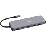 Verbatim CMH-13 USB Type-C 10000 Mbit/s Argent, Station d'accueil Gris, USB Type-C, 3ˌ5mm, DisplayPort, HDMI, RJ-45, USB 2.0, USB 3.2 Gen 1 (3.1 Gen 1) Type-A, USB 3.2 Gen 2 (3.1..., 10000 Mbit/s, 30 Hz, Argent, Acrylonitrile-Butadiène-Styrène (ABS), Aluminium
