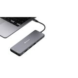 Verbatim CMH-13 USB Type-C 10000 Mbit/s Argent, Station d'accueil Gris, USB Type-C, 3ˌ5mm, DisplayPort, HDMI, RJ-45, USB 2.0, USB 3.2 Gen 1 (3.1 Gen 1) Type-A, USB 3.2 Gen 2 (3.1..., 10000 Mbit/s, 30 Hz, Argent, Acrylonitrile-Butadiène-Styrène (ABS), Aluminium
