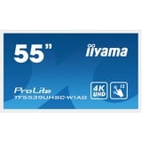 iiyama ProLite TF5539UHSC-W1AG, Affichage public Blanc, 4K UHD, VGA, HDMI, DisplayPort, audio, tactile