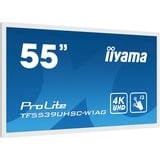 iiyama ProLite TF5539UHSC-W1AG, Affichage public Blanc, 4K UHD, VGA, HDMI, DisplayPort, audio, tactile