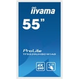 iiyama ProLite TF5539UHSC-W1AG, Affichage public Blanc, 4K UHD, VGA, HDMI, DisplayPort, audio, tactile