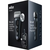 Braun Series 8 8453cc Rasoir à grille Tondeuse Noir, Gris Bleu-gris/Argent, Rasoir à grille, Sonic, Auto senseur, Noir, Gris, Batterie, 60 min, 1 h