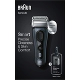 Braun Series 8 8453cc Rasoir à grille Tondeuse Noir, Gris Bleu-gris/Argent, Rasoir à grille, Sonic, Auto senseur, Noir, Gris, Batterie, 60 min, 1 h
