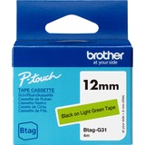 Brother BTAG-G31 ruban d'étiquette Noir sur vert Noir sur vert, Philippines, 5 année(s), Brother, P-touch PT-N10, PT-N20, PT-N25BT, 1,2 cm