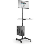 Digitus Poste de travail mobile avec réglage en hauteur, Table de travail Noir