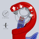 KNIPEX 90 23 02 BK, Coupe-tube Rouge/Bleu