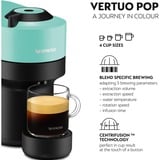 Krups Vertuo Pop XN9204 Entièrement automatique Cafetière à dosette 0,56 L, Machine à capsule Noir/Menthe, Cafetière à dosette, 0,56 L, Capsule de café, 1500 W, Noir, Couleur menthe