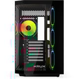 Krux  boîtier midi tower Noir | 2x USB-A | 1x USB-C | RGB | Verre Trempé
