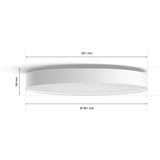 Philips Hue Plafonnier de grande taille Enrave, Lumière LED Blanc, Philips Hue White ambiance Plafonnier de grande taille Enrave, Éclairage de plafond intelligent, Bluetooth, Blanc, LED, Métal, Ampoule(s) non remplaçable(s)