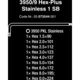 Wera 3950/9 Hex-Plus Stainless 1 SB jeu de clés Allen, 9 pièces, Tournevis Acier inoxydable