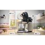Bosch Serie 6 MUMS6ZS17 robot de cuisine 1600 W 5,5 L Noir, Acier inoxydable Noir/en acier inoxydable, 5,5 L, Noir, Acier inoxydable, Rotatif, 3,5 kg, 3,5 kg, 1,1 m
