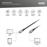 Digitus Câble USB4 Gen 2x2, connecteur USB-C > connecteur USB-C, 20 Gbit/s Noir/gris