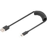 Digitus Câble en spirale USB 2.0 USB-A > USB-C Noir