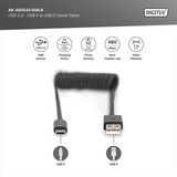 Digitus Câble en spirale USB 2.0 USB-A > USB-C Noir