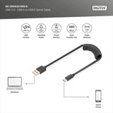 Digitus Câble en spirale USB 2.0 USB-A > USB-C Noir