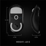 Logitech Pro X Superlight souris Droitier RF sans fil 25600 DPI, Souris gaming Noir, Droitier, RF sans fil, 25600 DPI, 1 ms, Noir