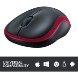 Logitech Wireless Mouse M185, Souris Rouge, 1000 dpi, Vente au détail