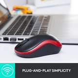 Logitech Wireless Mouse M185, Souris Rouge, 1000 dpi, Vente au détail