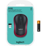 Logitech Wireless Mouse M185, Souris Rouge, 1000 dpi, Vente au détail