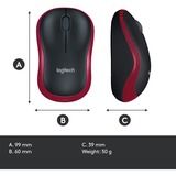Logitech Wireless Mouse M185, Souris Rouge, 1000 dpi, Vente au détail