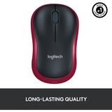 Logitech Wireless Mouse M185, Souris Rouge, 1000 dpi, Vente au détail