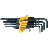 Wiha Jeu de clés Allen dans le support ProStar, Tournevis Noir, Tête hexagonale à rotule, 14 pièces, noircie chimiquement, version pouce 