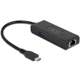 DeLOCK Adaptateur USB Type-C™ à 2,5 Gigabit LAN avec USB Type-A femelle Noir, 5 Gigabit LAN avec USB Type-A femelle, USB 3.2 Gen 1 (3.1 Gen 1) Type-C, RJ-45, 1000 Mbit/s, Noir, Activité, Liaison, 0,15 m