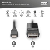 Digitus Câble adaptateur USB-C <> DisplayPort, bidirectionnel Noir