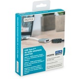 Digitus USB-C 4K HDMI Graphics, Adaptateur Blanc/Argent, 0,2 mètres