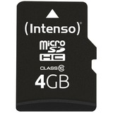 Intenso 4GB MicroSDHC 4 Go Classe 10, Carte mémoire 4 Go, MicroSDHC, Classe 10, 25 Mo/s, Résistant aux chocs, Résistant à une température, Imperméable, Résistant aux rayons X, Noir