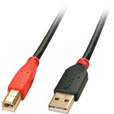 Lindy 42761 câble USB 10 m USB 2.0 USB A USB B Noir, Rouge Noir, 10 m, USB A, USB B, USB 2.0, Mâle/Mâle, Noir, Rouge