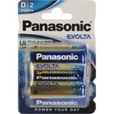 Panasonic Evolta D Batterie à usage unique Alcaline Batterie à usage unique, Alcaline, 1,5 V, 2 pièce(s), Bleu, D