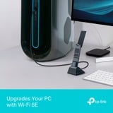 TP-Link Archer TXE70UH WLAN 5400 Mbit/s, Carte réseau Avec fil &sans fil, USB, WLAN, Wi-Fi 6E (802.11ax), 5400 Mbit/s, Noir