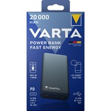 Varta Fast Energy 20000 Lithium Polymère (LiPo) 20000 mAh Argent, Batterie portable Gris, 20000 mAh, Lithium Polymère (LiPo), Quick Charge 3.0, 3,7 V, Argent