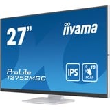 iiyama ProLite T2752MSC-W1 écran plat de PC 68,6 cm (27") 1920 x 1080 pixels Full HD LED Écran tactile Blanc Moniteur  Blanc (mat), 68,6 cm (27"), 1920 x 1080 pixels, Full HD, LED, 5 ms, Blanc