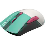 ASUS Gaming Mini Wireless - Hatsune Miku Edition, Souris gaming Turquoise/Blanc, Droitier, Optique, RF Wireless + Bluetooth + USB Type-A, 1200 DPI, Vert, Gris, Rose