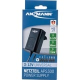 Ansmann APS 300 adaptateur de puissance & onduleur Intérieure 3,6 W Noir, Bloc d'alimentation Noir, Universel, Intérieure, 100 - 240 V, 50/60 Hz, 3,6 W, 3 - 12 V