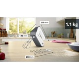 Bosch MFQ49300 mixeur Batteur à main 850 W Noir, Acier inoxydable, Blanc, Mélangeur à main Blanc/Argent foncé, Batteur à main, Noir, Acier inoxydable, Blanc, Pétrisseur, Mélange, Mélange, 1,4 m, Foie, 850 W