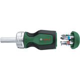 Bosch Tournevis à cliquet court + 6 embouts Vert/Noir