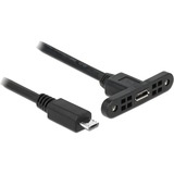 DeLOCK 85245 câble USB 0,25 m USB 2.0 Micro-USB B Noir Noir, 0,25 m, Micro-USB B, Micro-USB B, USB 2.0, Mâle/Femelle, Noir