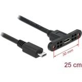 DeLOCK 85245 câble USB 0,25 m USB 2.0 Micro-USB B Noir Noir, 0,25 m, Micro-USB B, Micro-USB B, USB 2.0, Mâle/Femelle, Noir