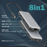 Digitus Station d'accueil USB-C 8 ports Gris/Noir